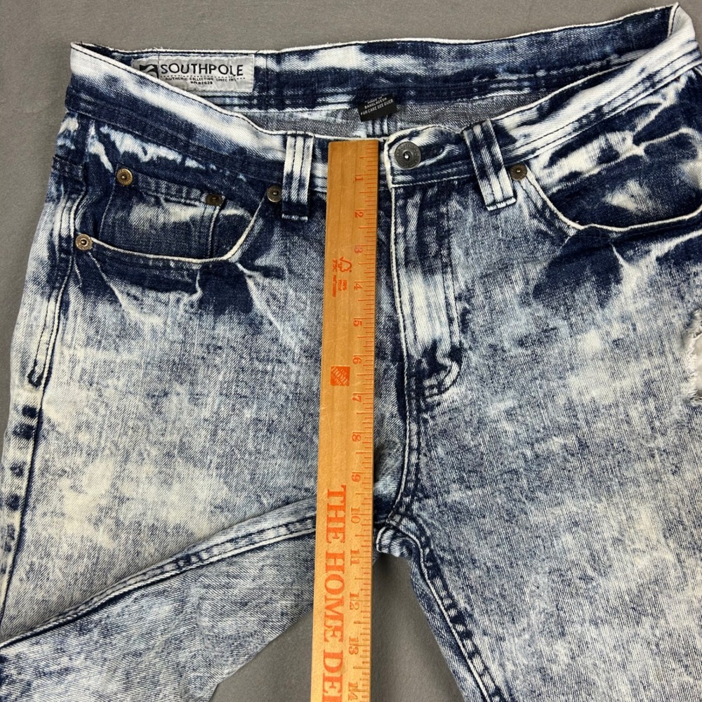 Vintage Y2k Southpole Denim Shorts Acid Wash Distressed Mens 34 Blue - Picture 5 of 14